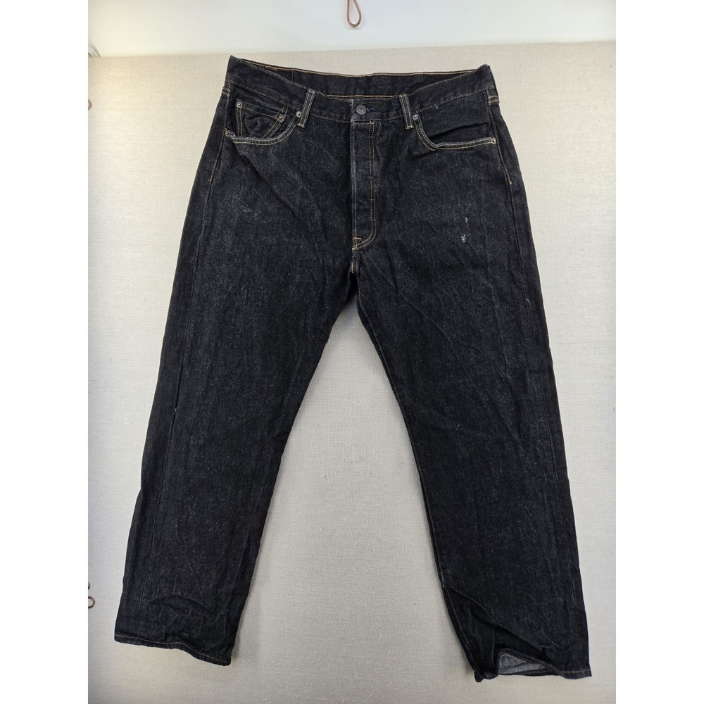 Levi's 501 Jeans Men 38x32 Fits 35x29" Dark Wash Button Fly Straight Denim